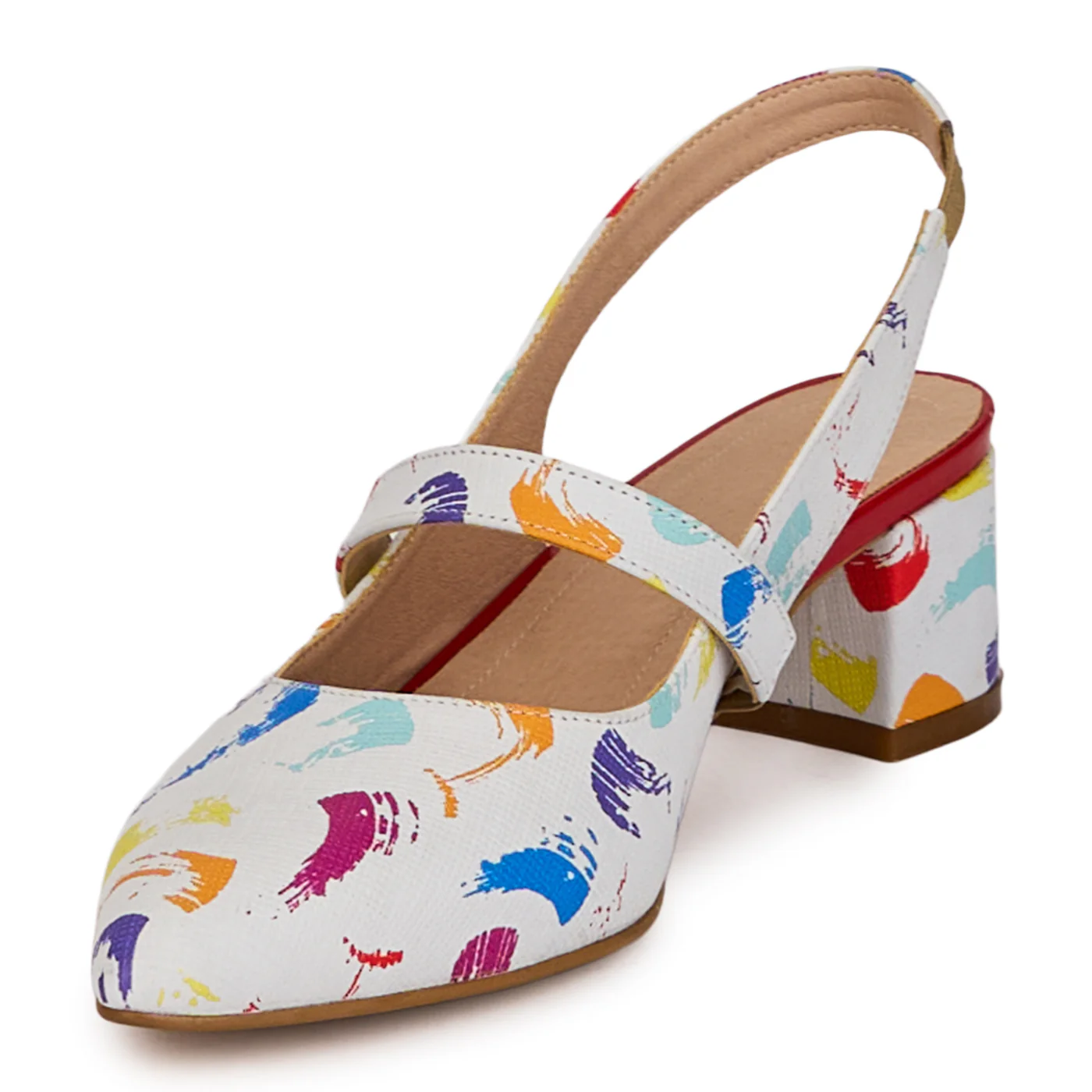 Sandale dama din piele naturala multicolora cu toc gros 4.5 cm 18642 - Image 3
