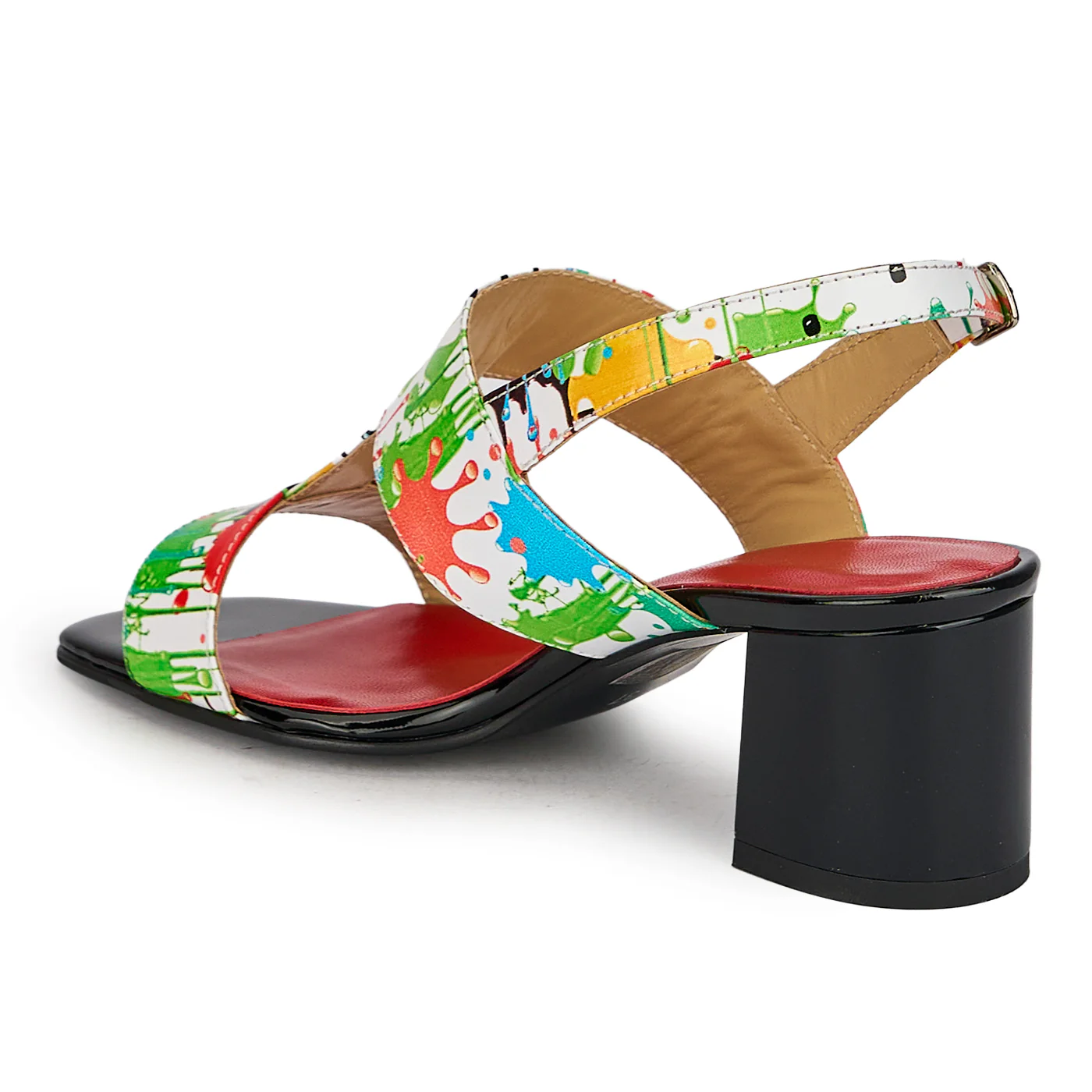 Sandale dama din piele naturala multicolora cu toc gros 5.5 cm 19919 - Image 2