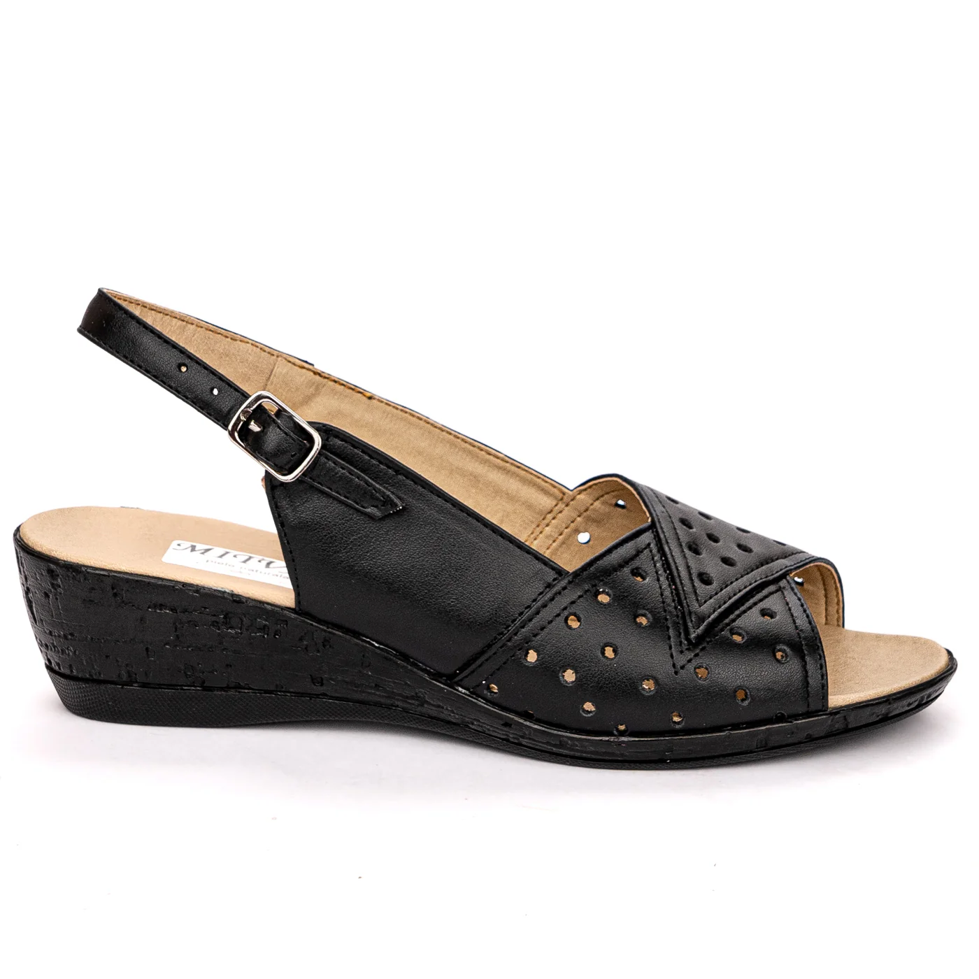 Sandale dama din piele naturala neagra 13688