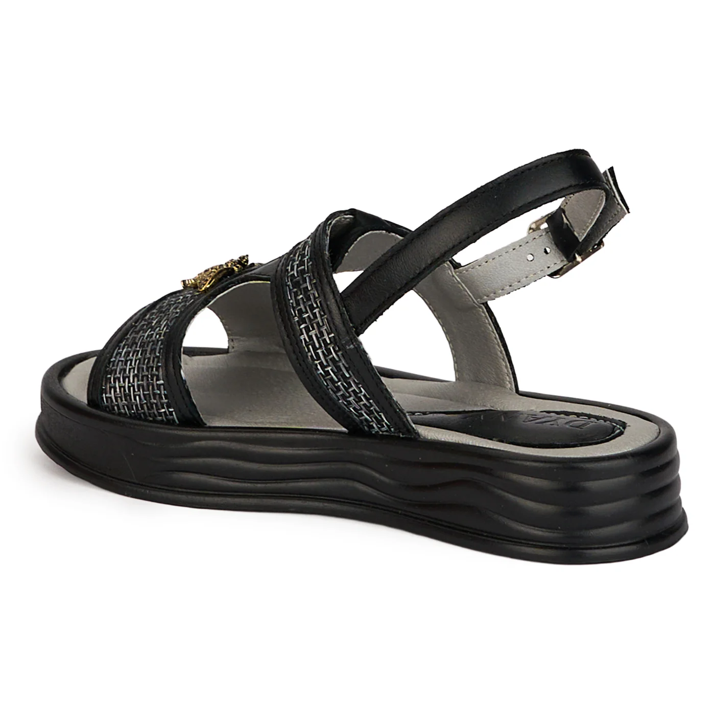 Sandale dama din piele naturala neagra cu accesoriu 18391 - Image 2