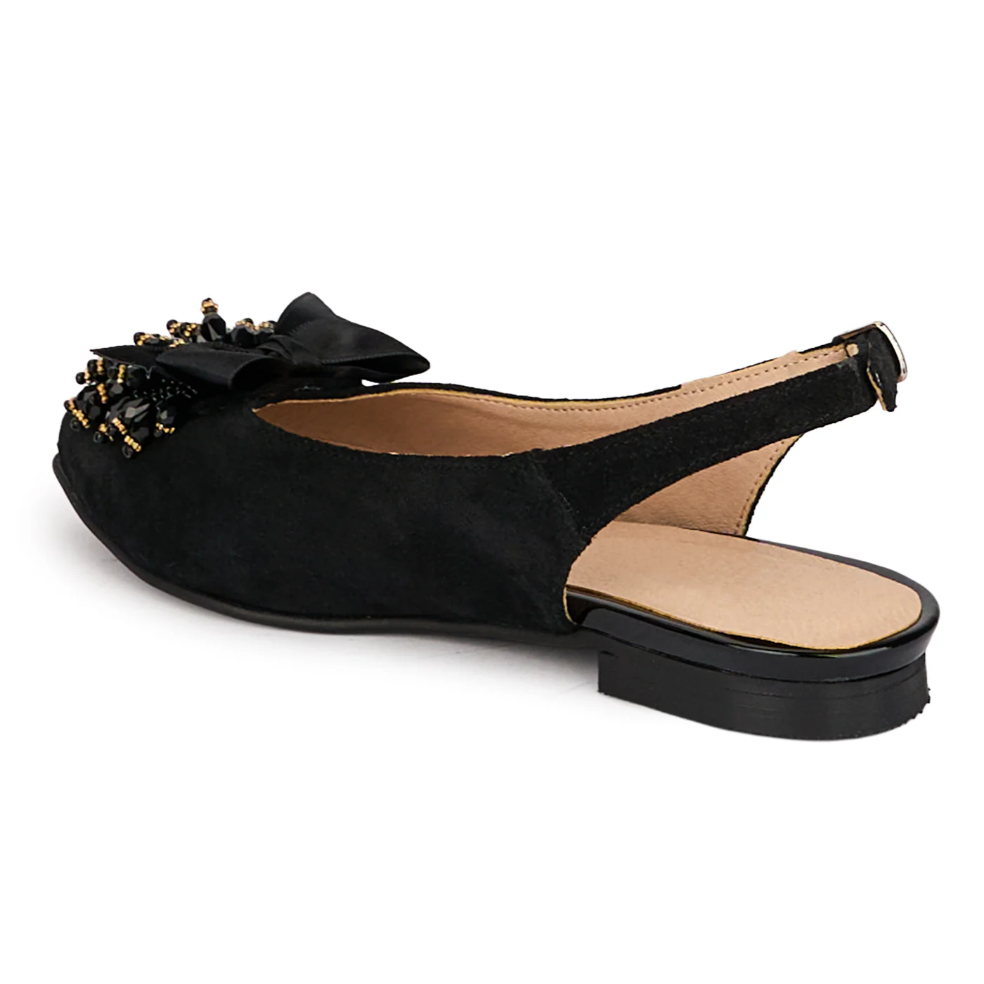 Sandale dama din piele naturala neagra cu accesoriu 18545 - Image 2