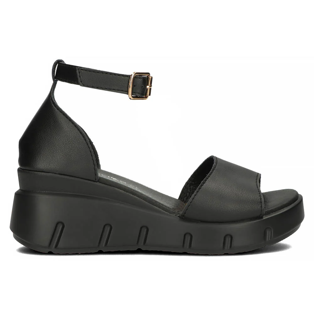 Sandale dama din piele naturala neagra cu platforma 13304