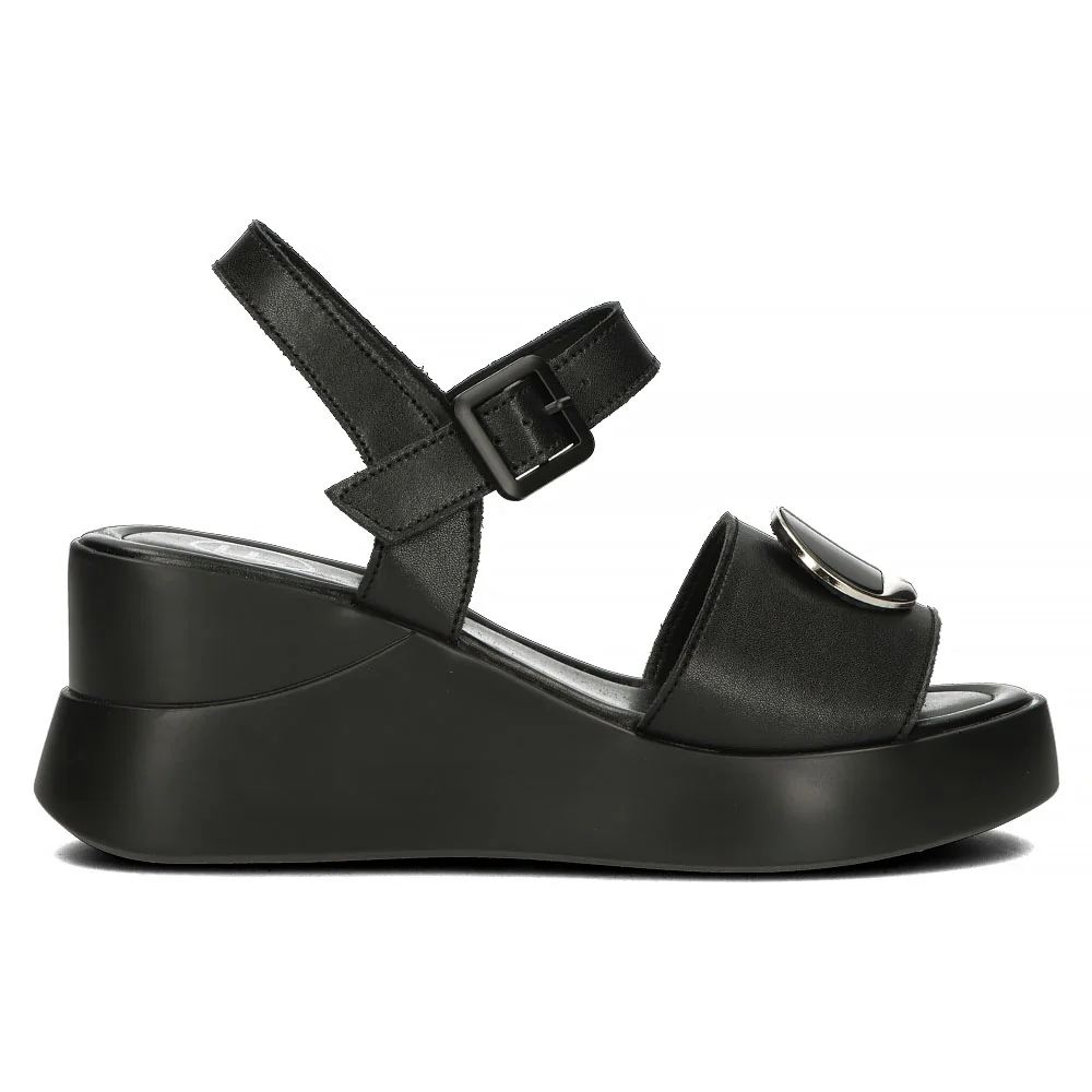 Sandale dama din piele naturala neagra cu platforma 13328
