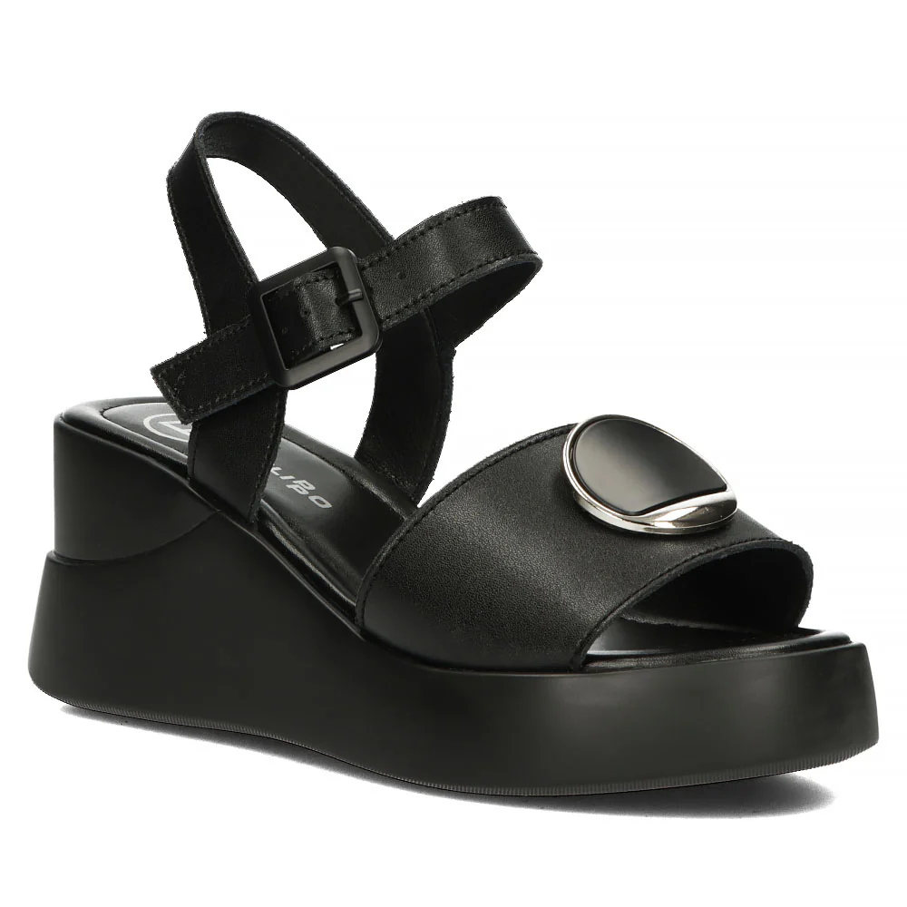 Sandale dama din piele naturala neagra cu platforma 13328 - Image 2
