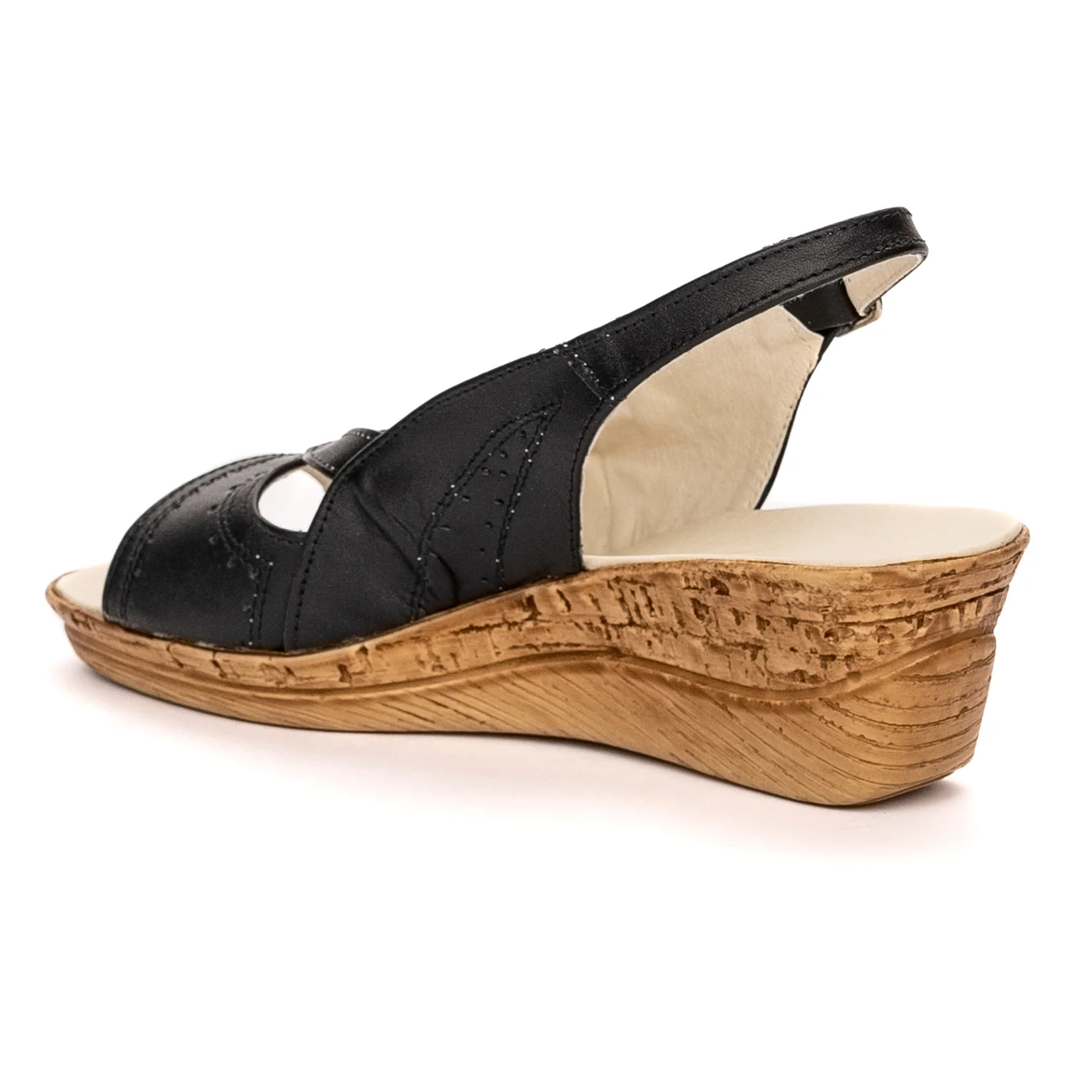 Sandale dama din piele naturala neagra cu platforma 13358 - Image 2