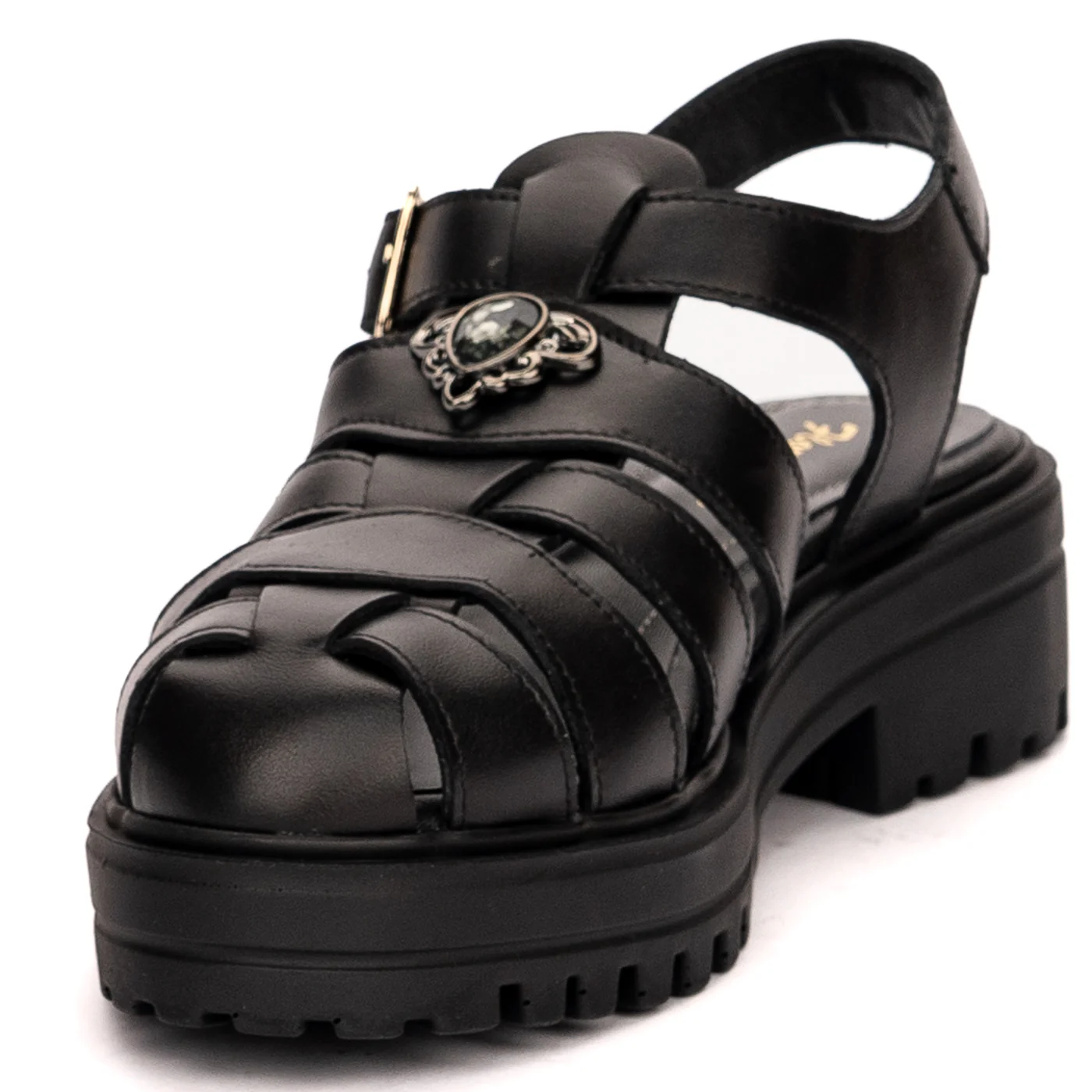 Sandale dama din piele naturala neagra cu platforma 13510 - Image 3