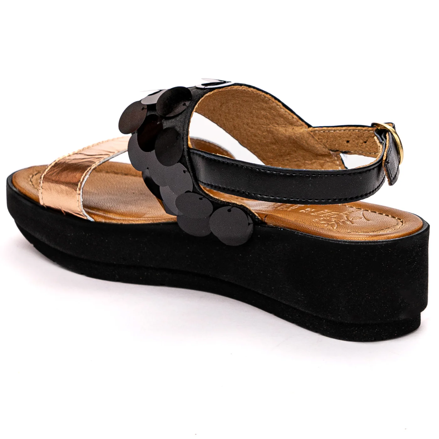 Sandale dama din piele naturala neagra cu platforma 13601 - Image 2