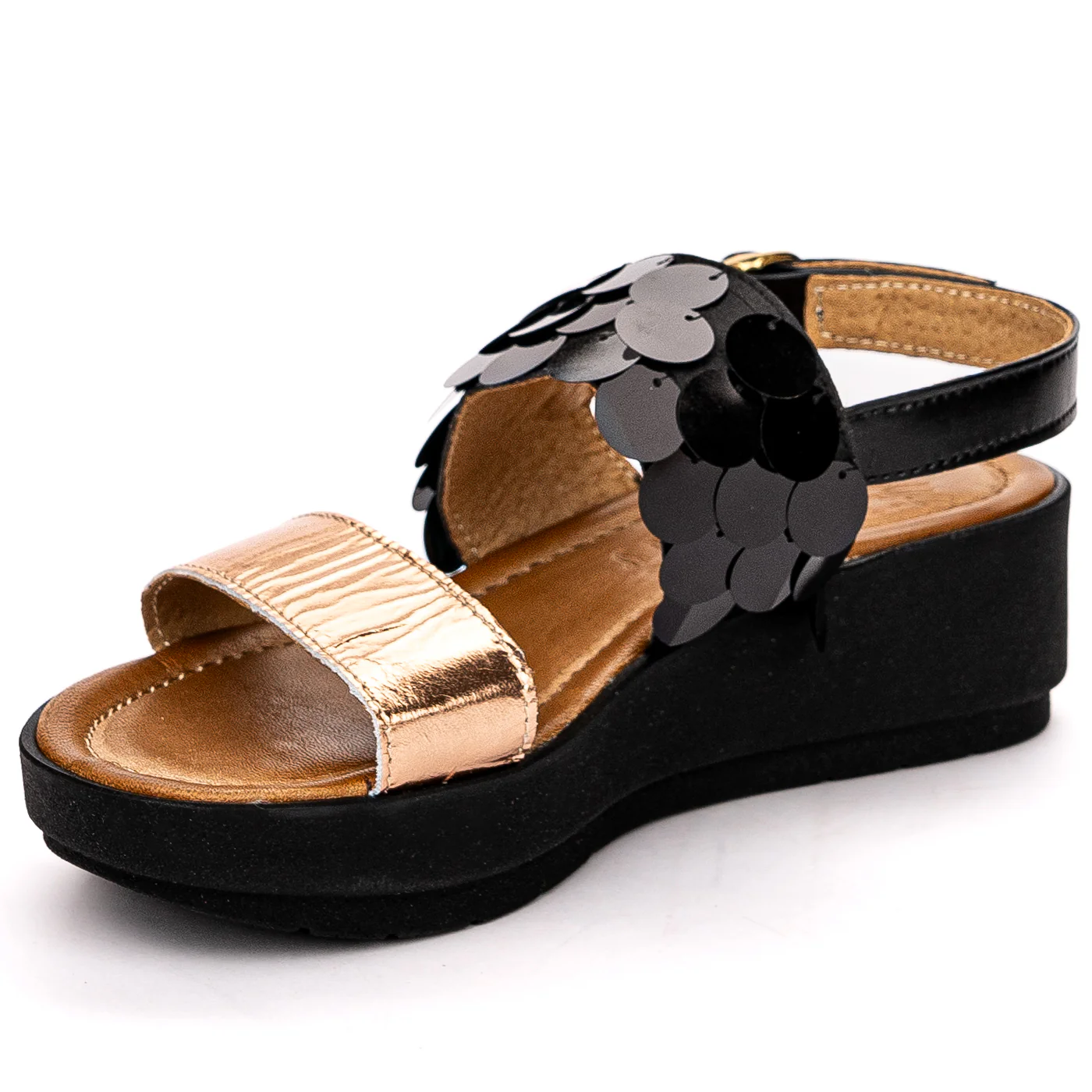Sandale dama din piele naturala neagra cu platforma 13601 - Image 3
