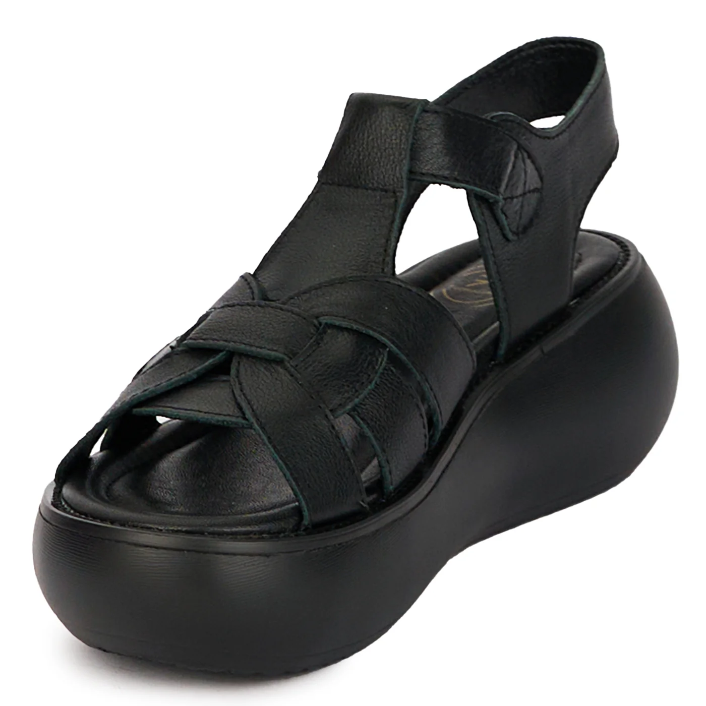 Sandale dama din piele naturala neagra cu platforma 18214 - Image 3