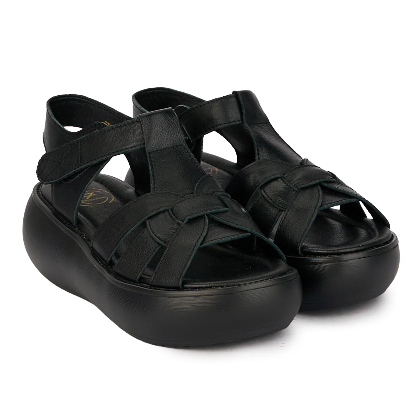 Sandale dama din piele naturala neagra cu platforma 18214 - Image 4