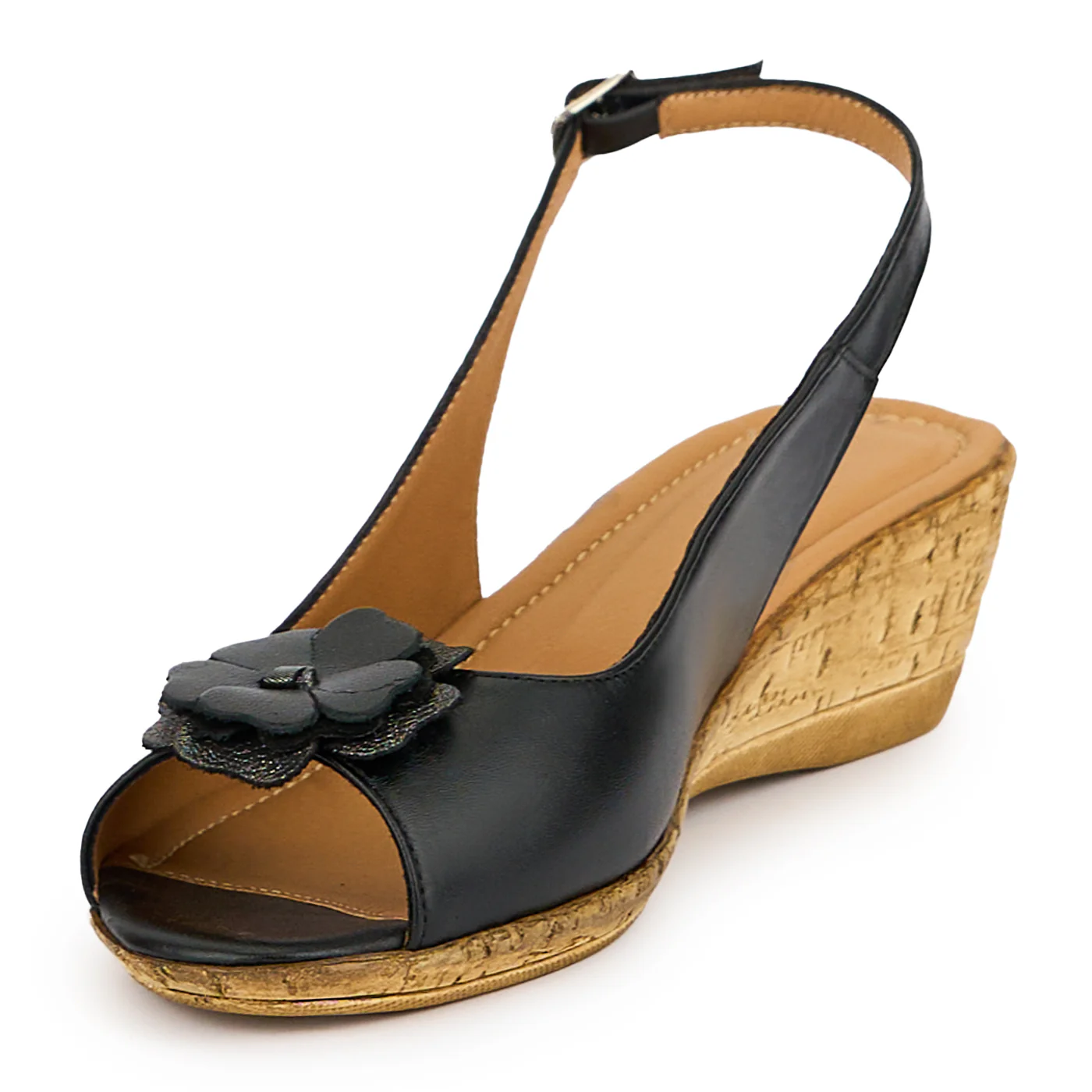 Sandale dama din piele naturala neagra cu platforma 5 cm 15153 - Image 3