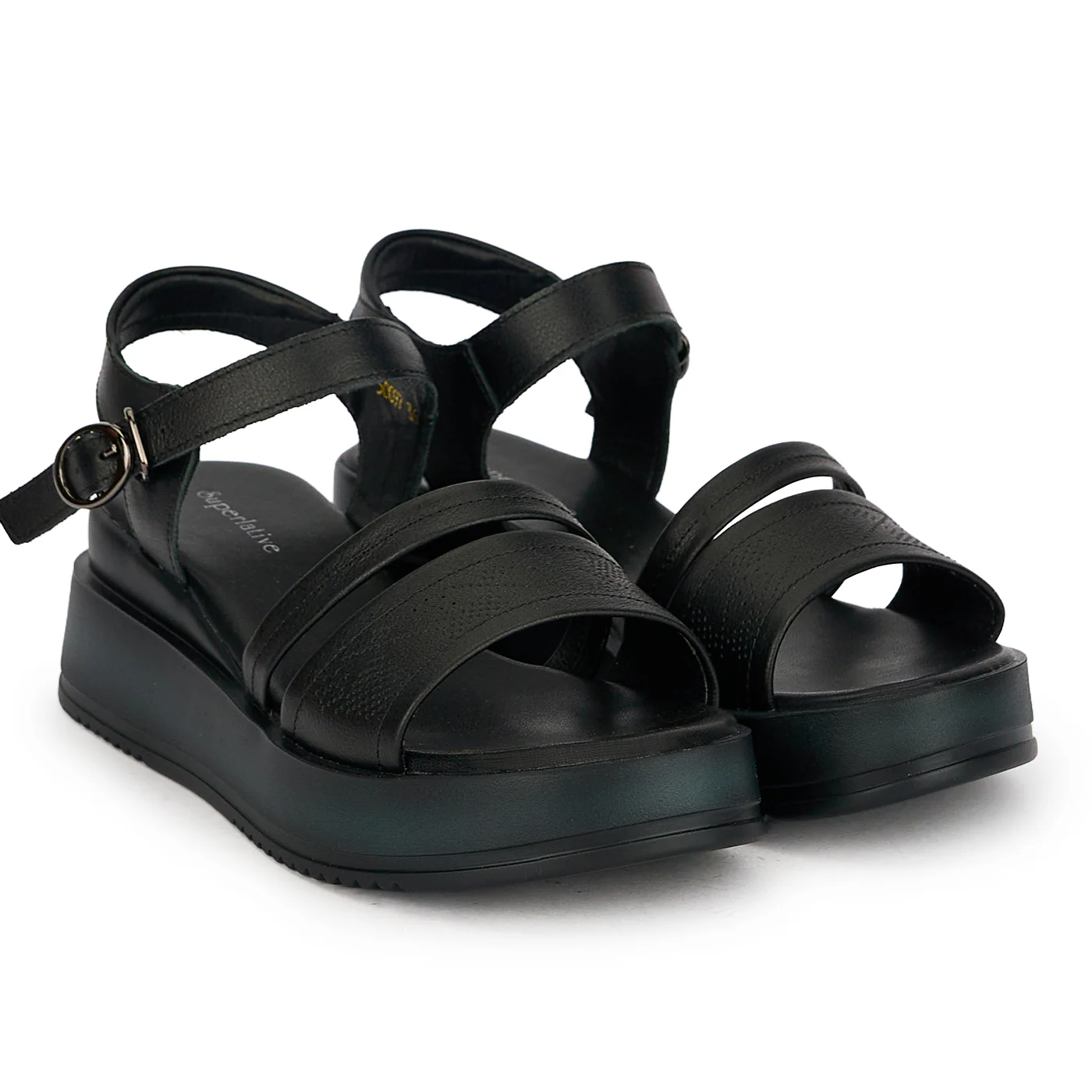 Sandale dama din piele naturala neagra cu platforma 5 cm 19757 - Image 4