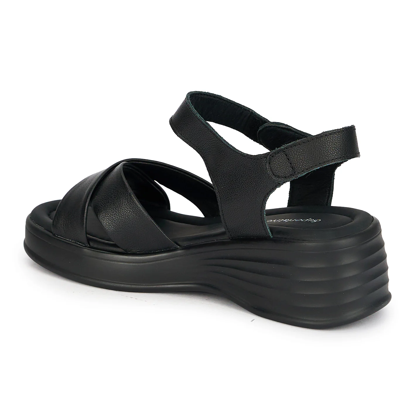 Sandale dama din piele naturala neagra cu platforma 5 cm 19766 - Image 2