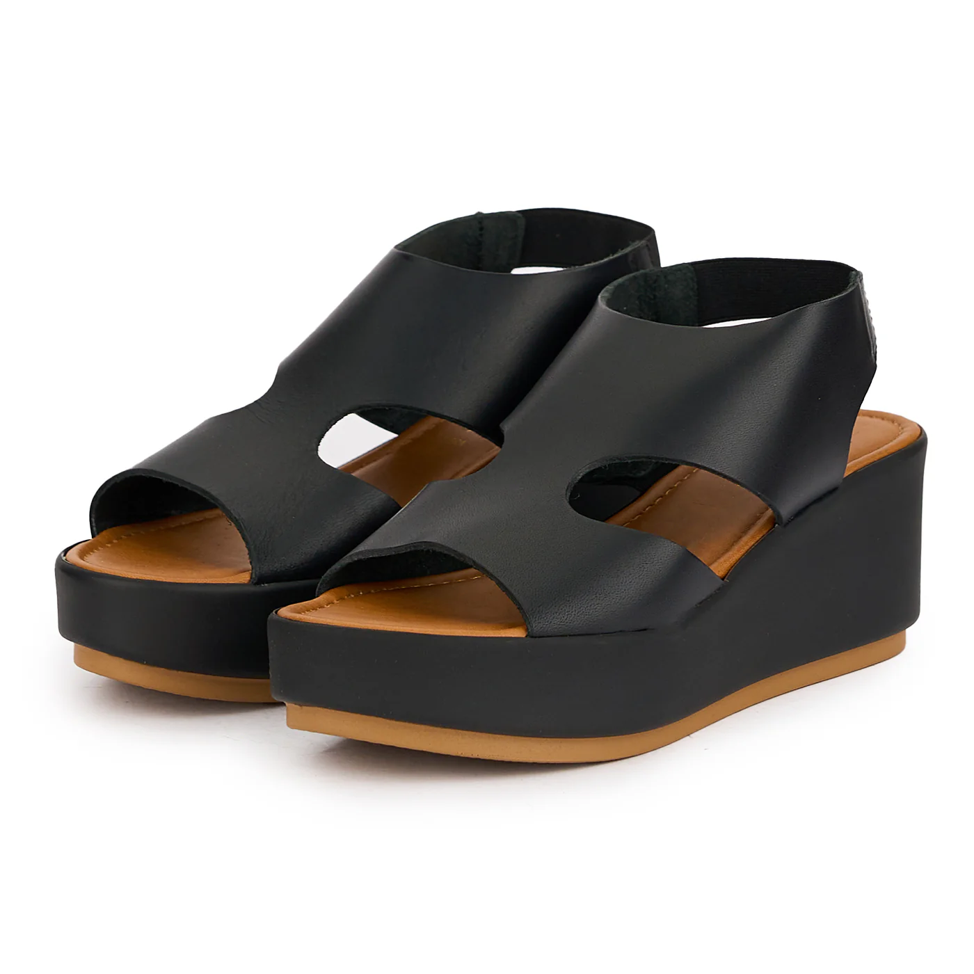 Sandale dama din piele naturala neagra cu platforma 6.5 cm 16215 - Image 3