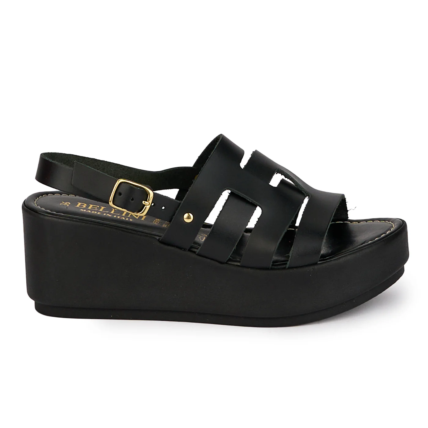 Sandale dama din piele naturala neagra cu platforma 6.5 cm 18410