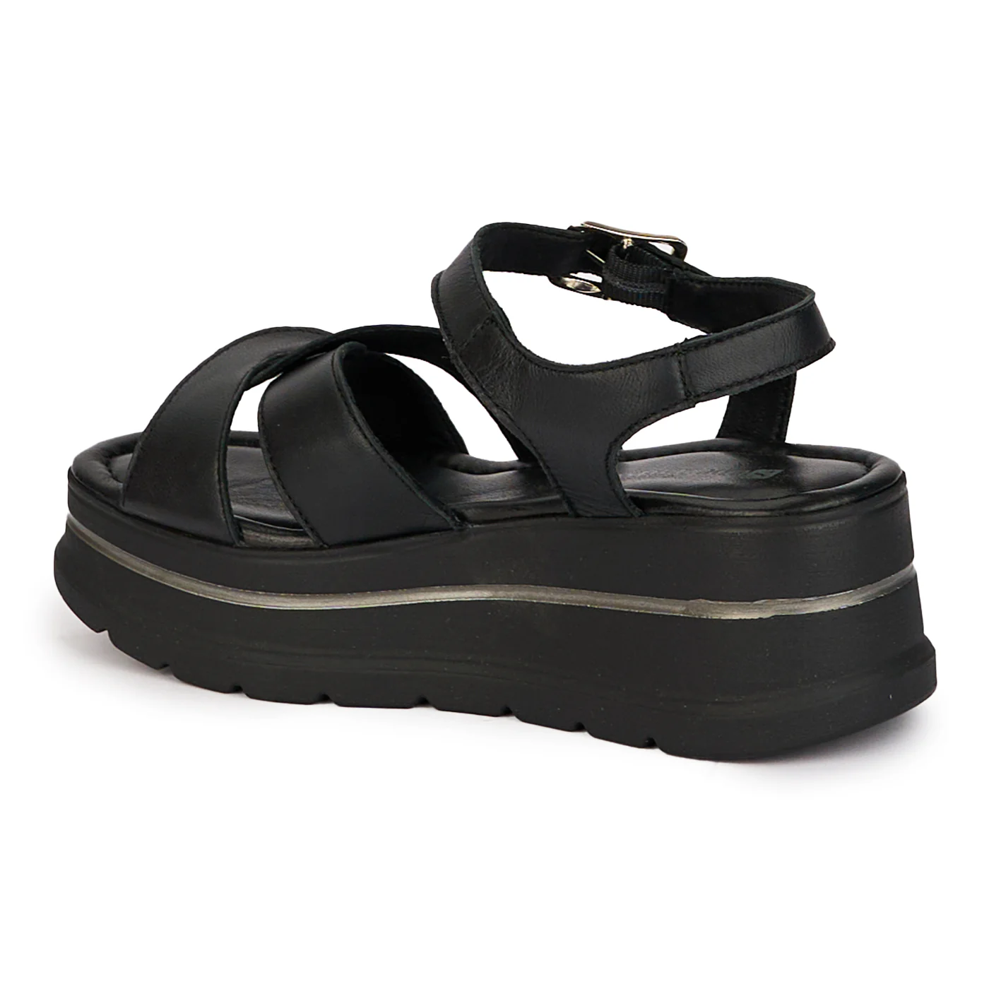 Sandale dama din piele naturala neagra cu platforma 6 cm 18259 - Image 2