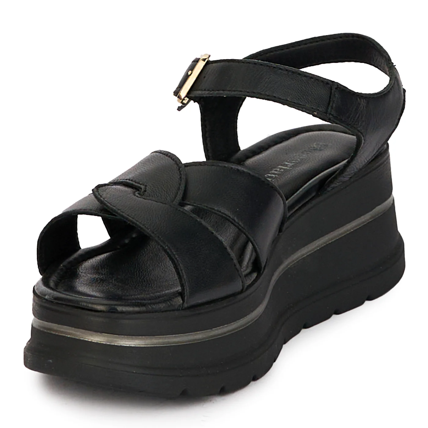 Sandale dama din piele naturala neagra cu platforma 6 cm 18259 - Image 3