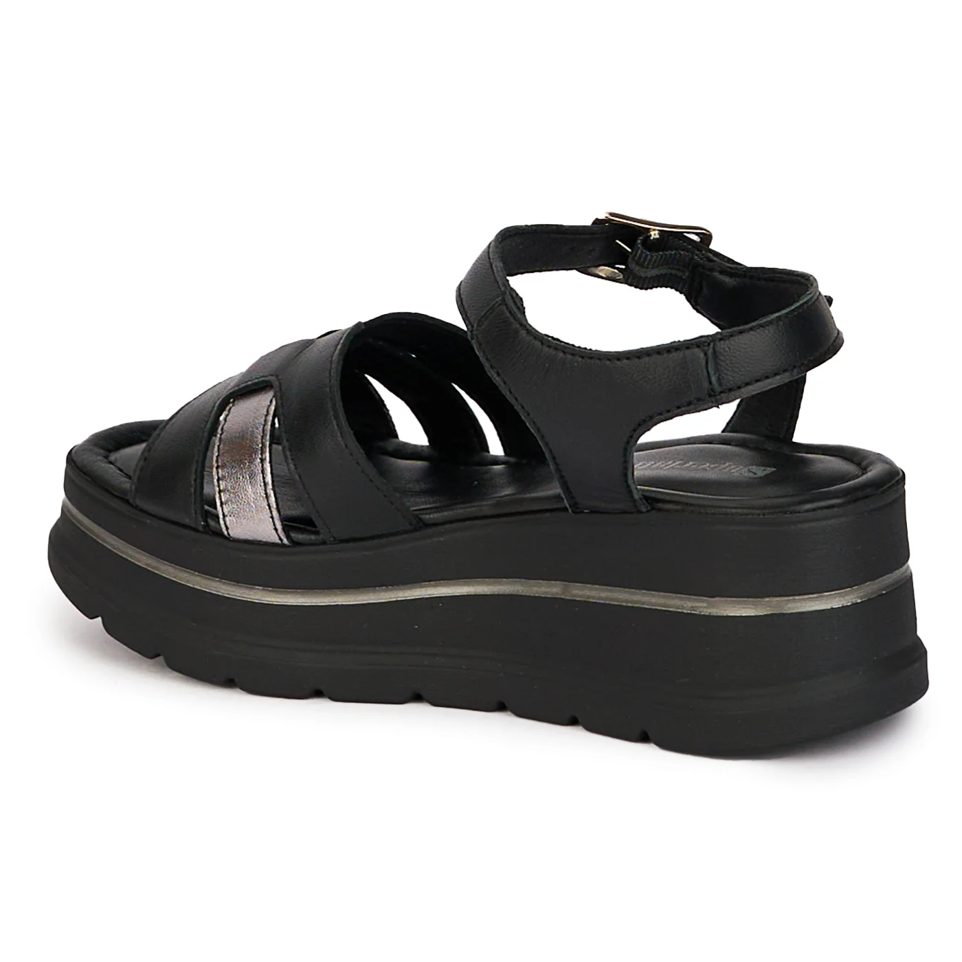 Sandale dama din piele naturala neagra cu platforma 6 cm 18265 - Image 2