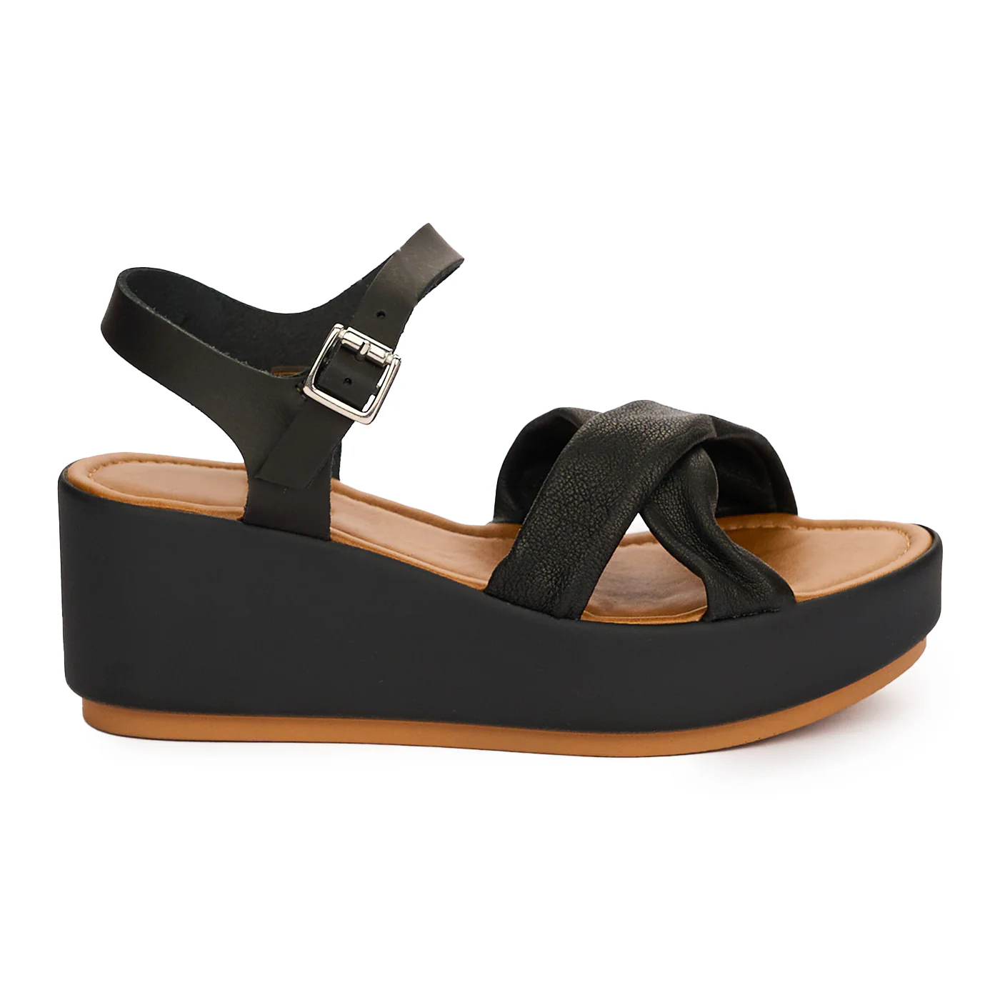 Sandale dama din piele naturala neagra cu talpa inalta 13740 - Image 5