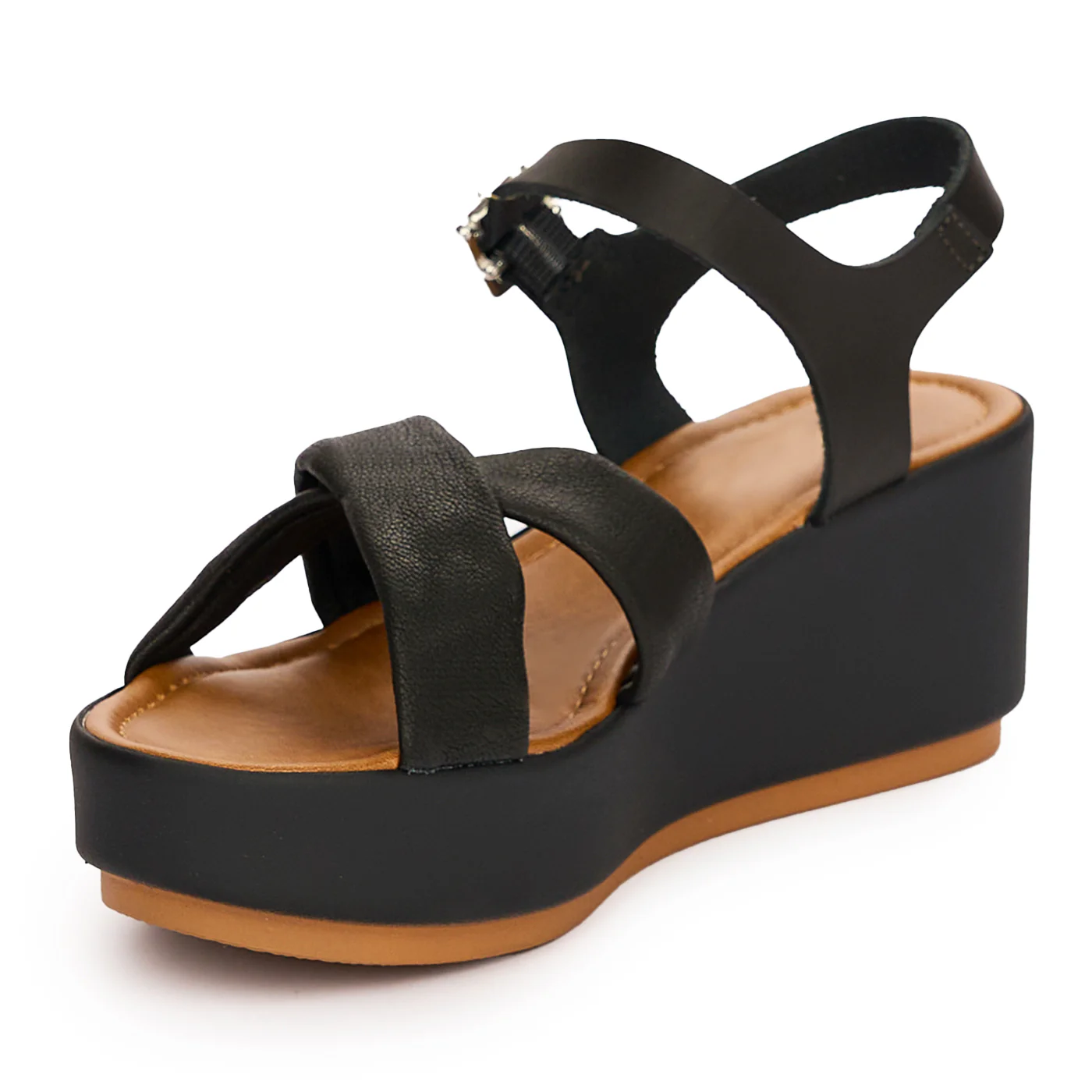 Sandale dama din piele naturala neagra cu talpa inalta 13740 - Image 7