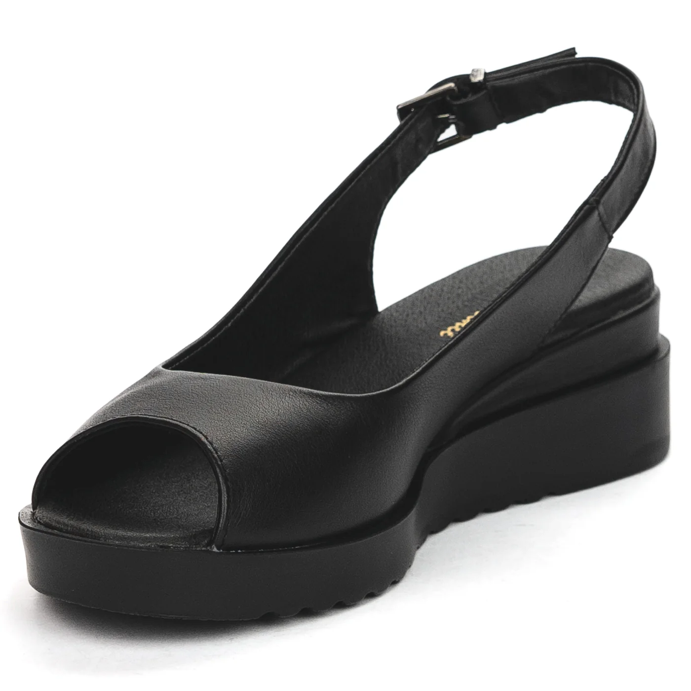 Sandale dama din piele naturala neagra cu talpa inalta 13831 - Image 3