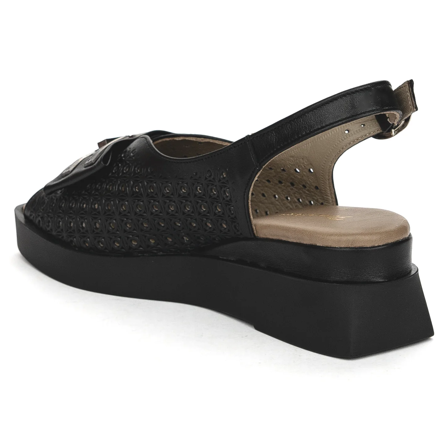 Sandale dama din piele naturala neagra cu talpa inalta 13859 - Image 2