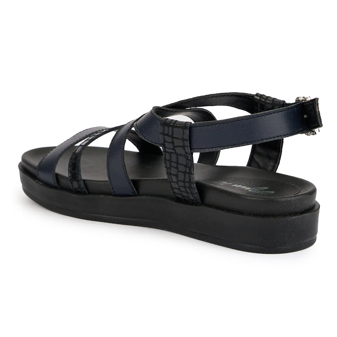 Sandale dama din piele naturala neagra cu talpa inalta 16214 - Image 2
