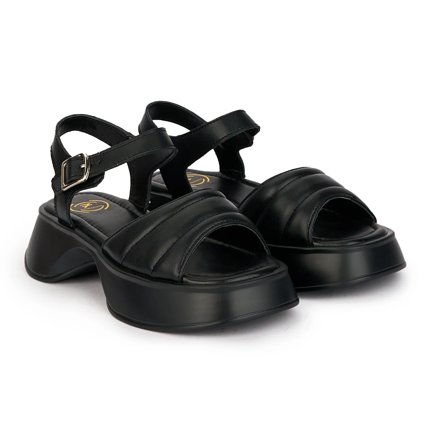 Sandale dama din piele naturala neagra cu talpa inalta 18221 - Image 4
