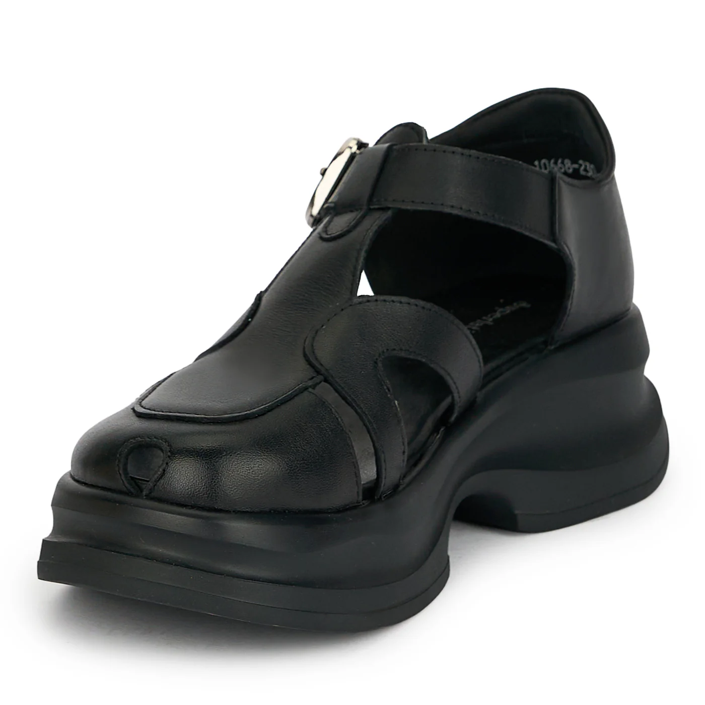 Sandale dama din piele naturala neagra cu talpa inalta 5.5 cm 19295 - Image 3