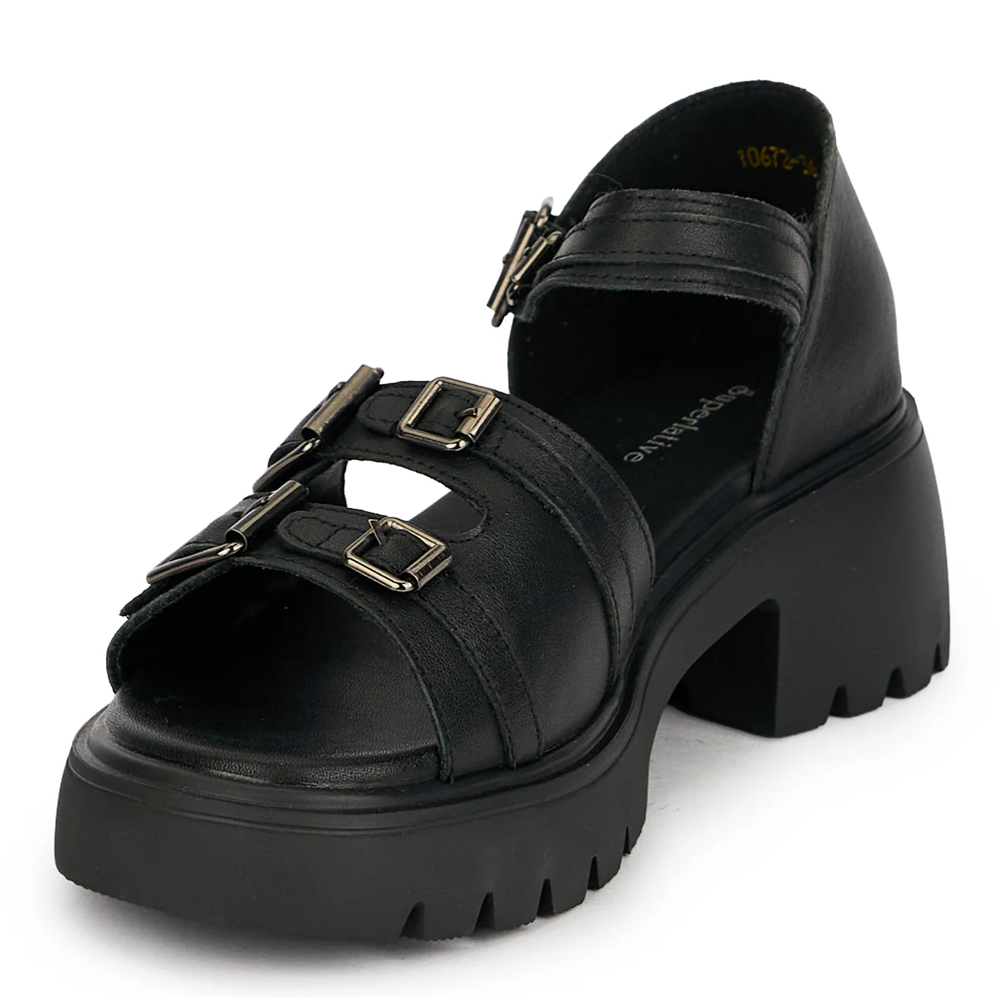 Sandale dama din piele naturala neagra cu talpa inalta 5 cm 19771 - Image 3