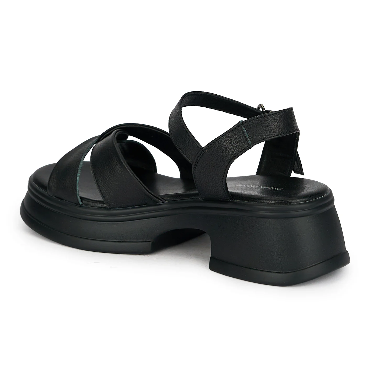 Sandale dama din piele naturala neagra cu talpa inalta 5 cm 19775 - Image 2