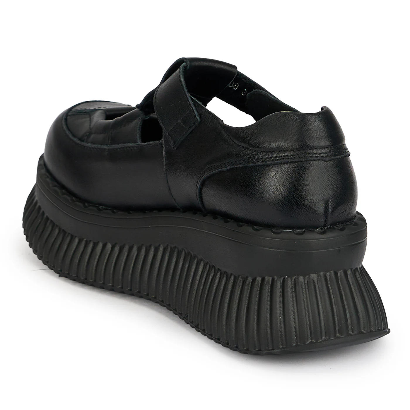 Sandale dama din piele naturala neagra cu talpa inalta 6 cm 19711 - Image 2