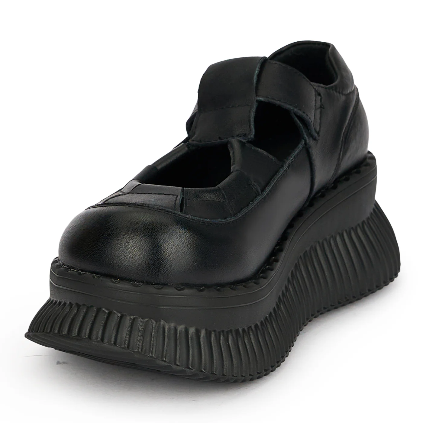 Sandale dama din piele naturala neagra cu talpa inalta 6 cm 19711 - Image 3