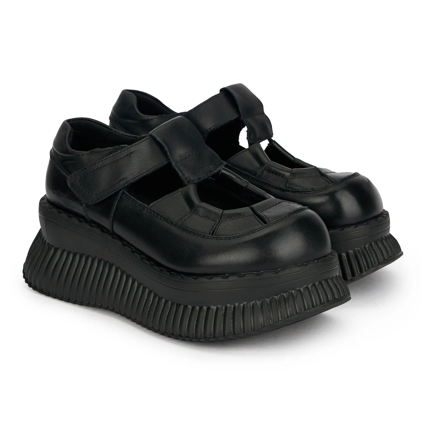 Sandale dama din piele naturala neagra cu talpa inalta 6 cm 19711 - Image 4