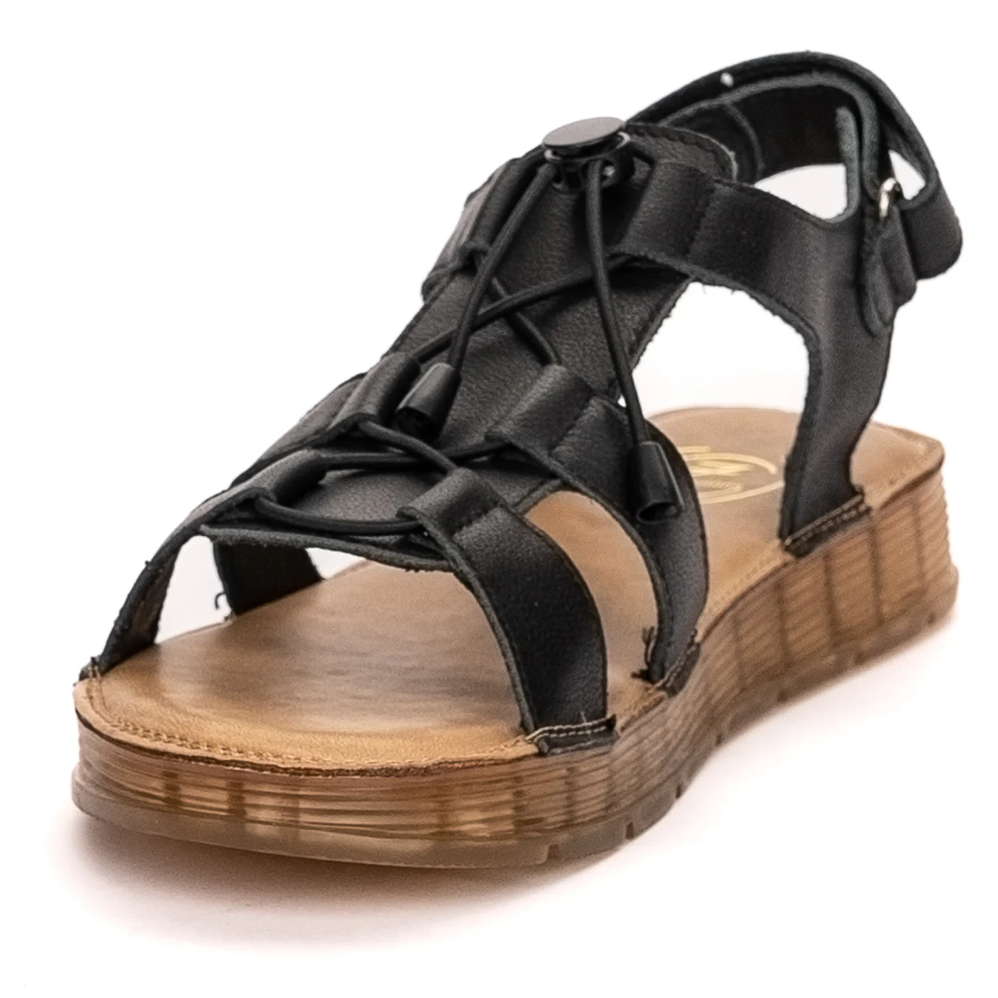Sandale dama din piele naturala neagra cu talpa joasa 13347 - Image 3