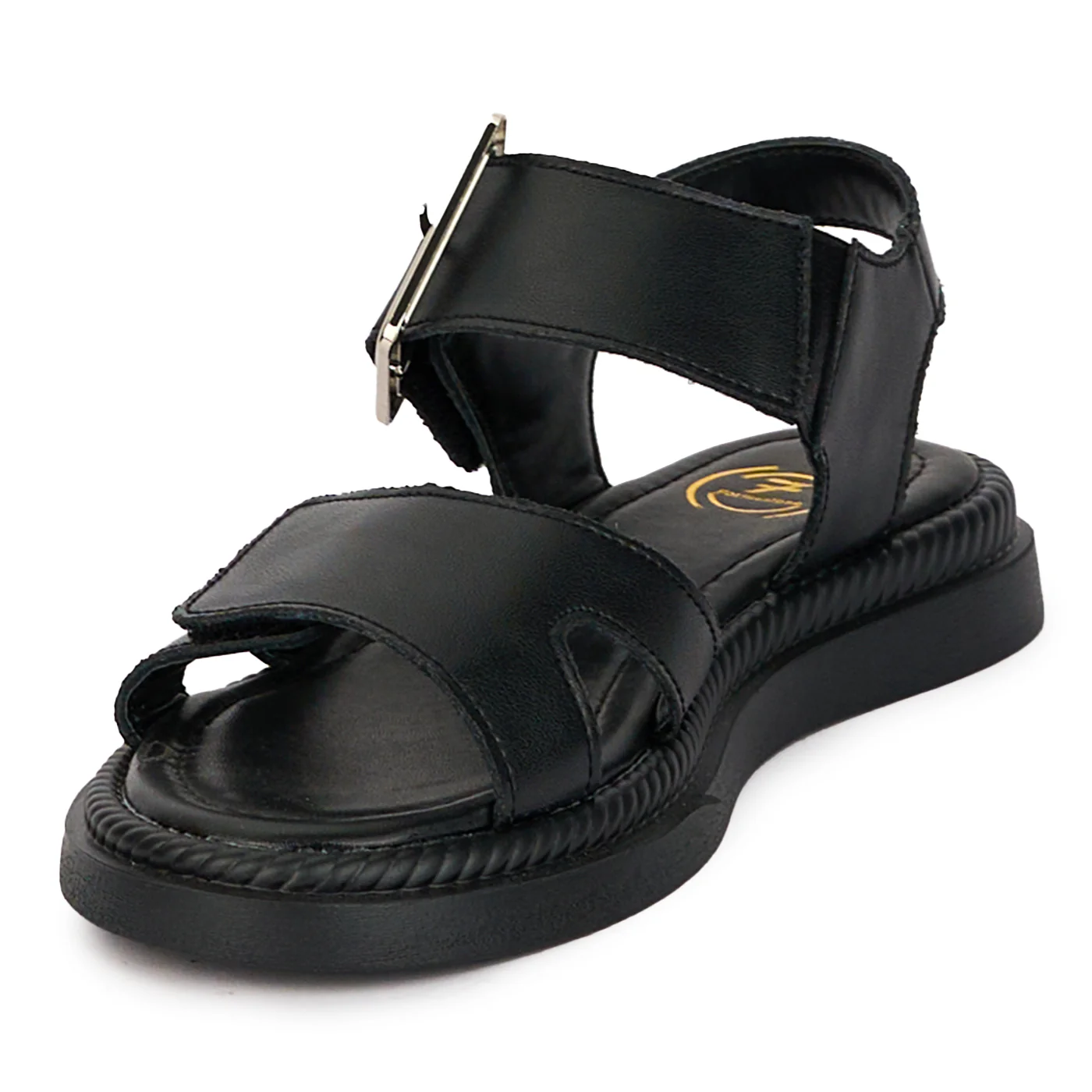 Sandale dama din piele naturala neagra cu talpa joasa 18233 - Image 3