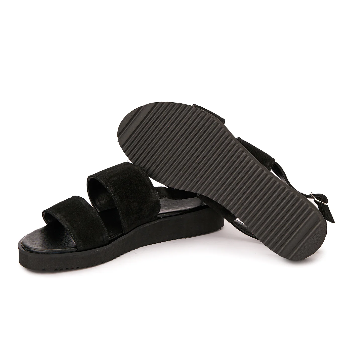 Sandale dama din piele naturala neagra cu talpa joasa 2516 - Image 3