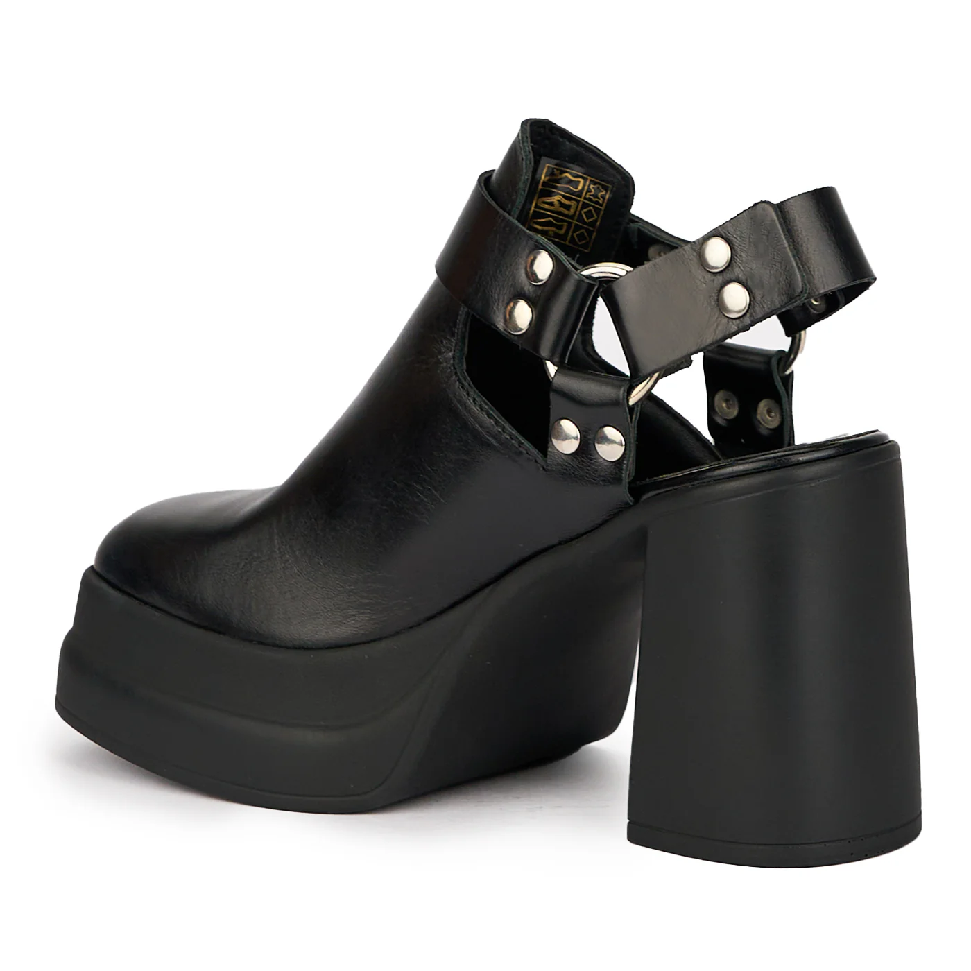 Sandale dama din piele naturala neagra cu toc gros 10 cm 15348 - Image 2