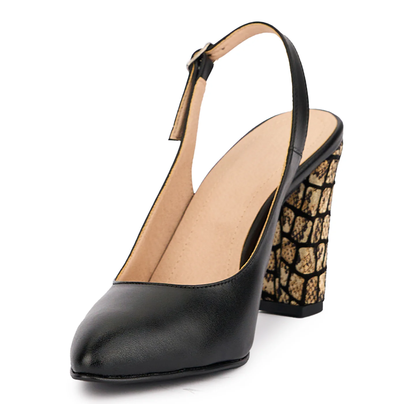 Sandale dama din piele naturala neagra cu toc gros 10 cm 16902 - Image 3
