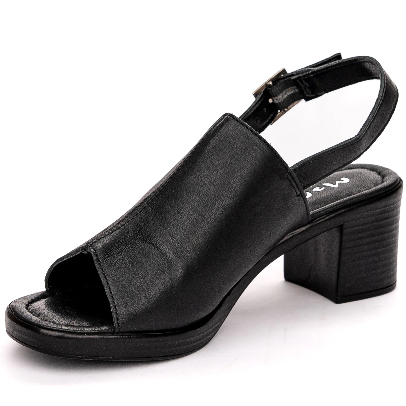 Sandale dama din piele naturala neagra cu toc gros 13610 - Image 3