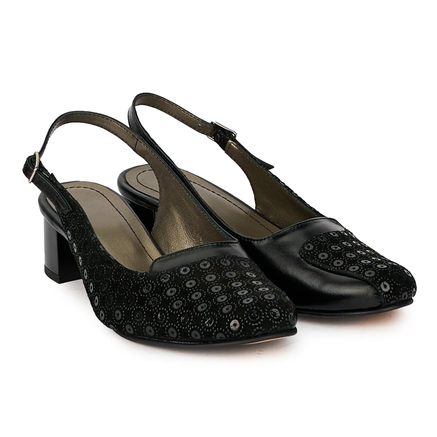 Sandale dama din piele naturala neagra cu toc gros 4.5 cm 18185 - Image 4