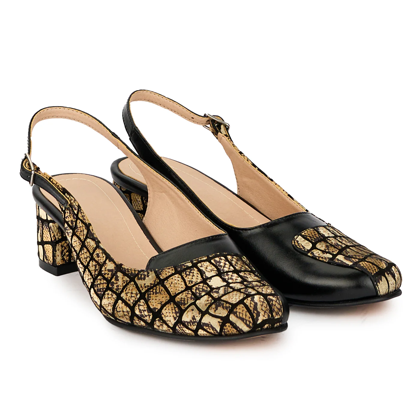 Sandale dama din piele naturala neagra cu toc gros 4.5 cm 18186 - Image 4