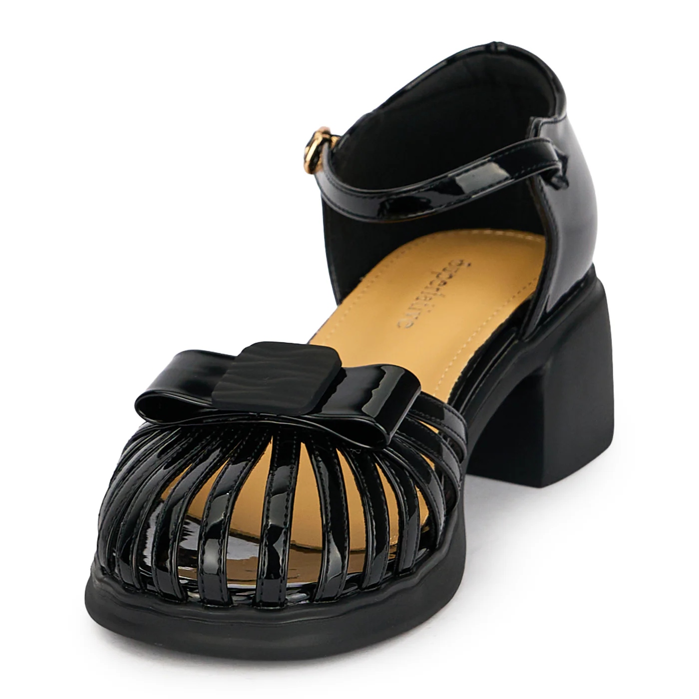 Sandale dama din piele naturala neagra cu toc gros 4.5 cm 19600 - Image 3