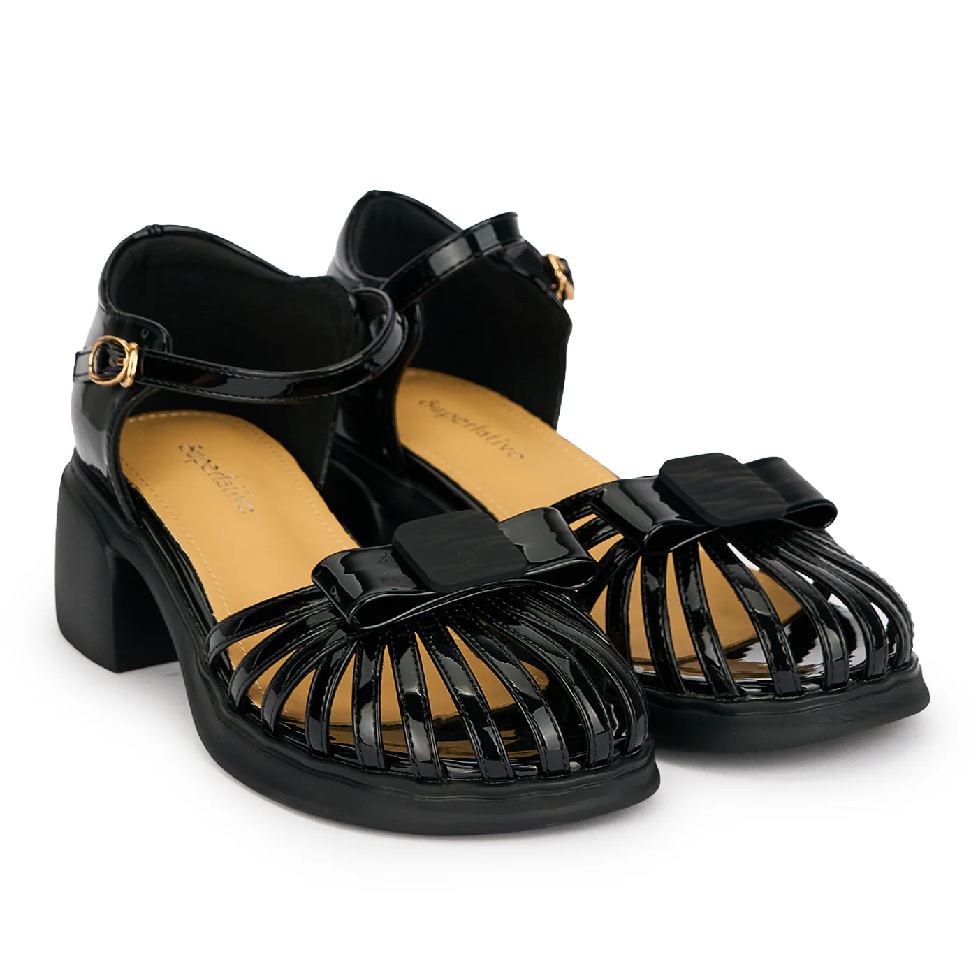 Sandale dama din piele naturala neagra cu toc gros 4.5 cm 19600 - Image 4