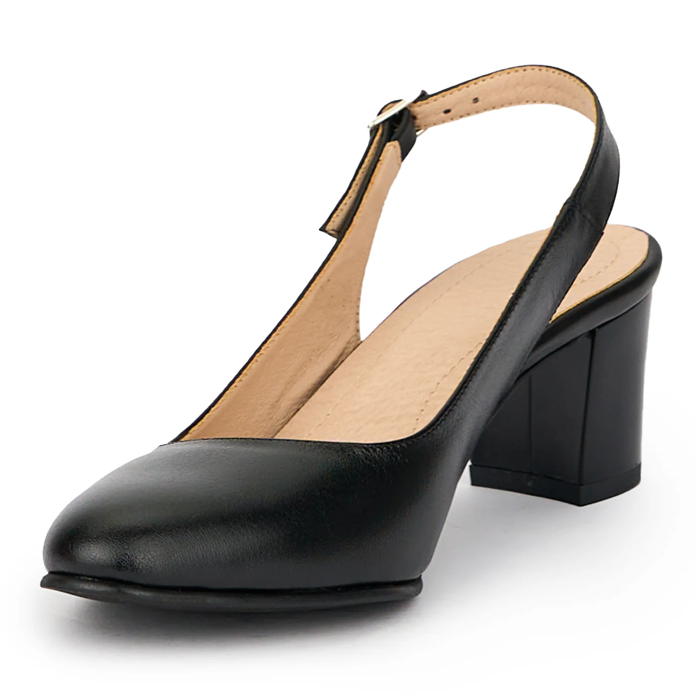 Sandale dama din piele naturala neagra cu toc gros 5.5 cm 15276 - Image 3