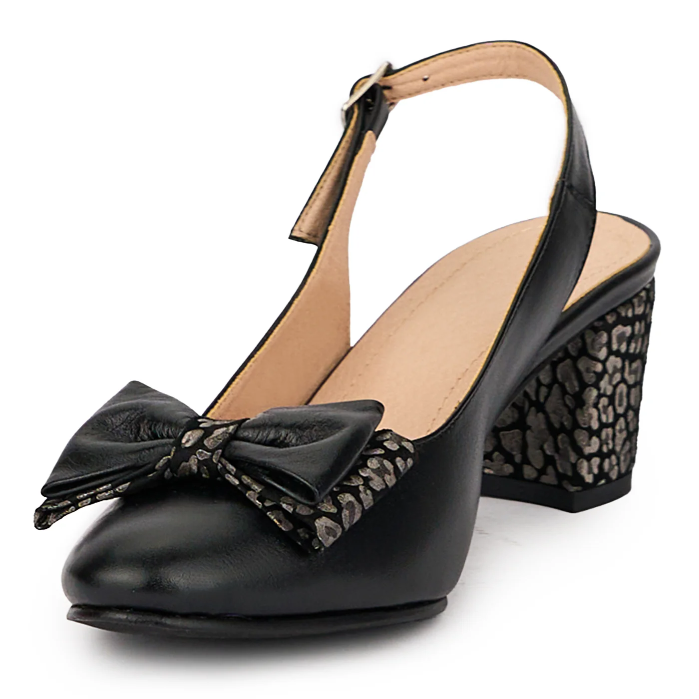 Sandale dama din piele naturala neagra cu toc gros 5.5 cm 15972 - Image 3