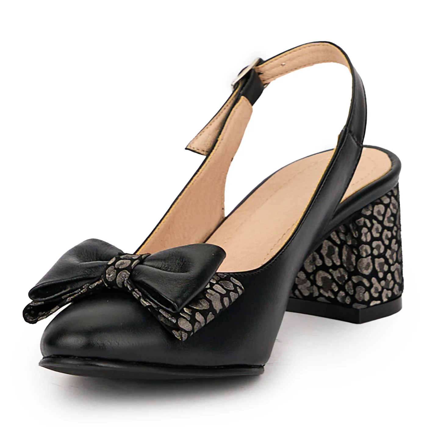 Sandale dama din piele naturala neagra cu toc gros 5.5 cm 15973 - Image 3