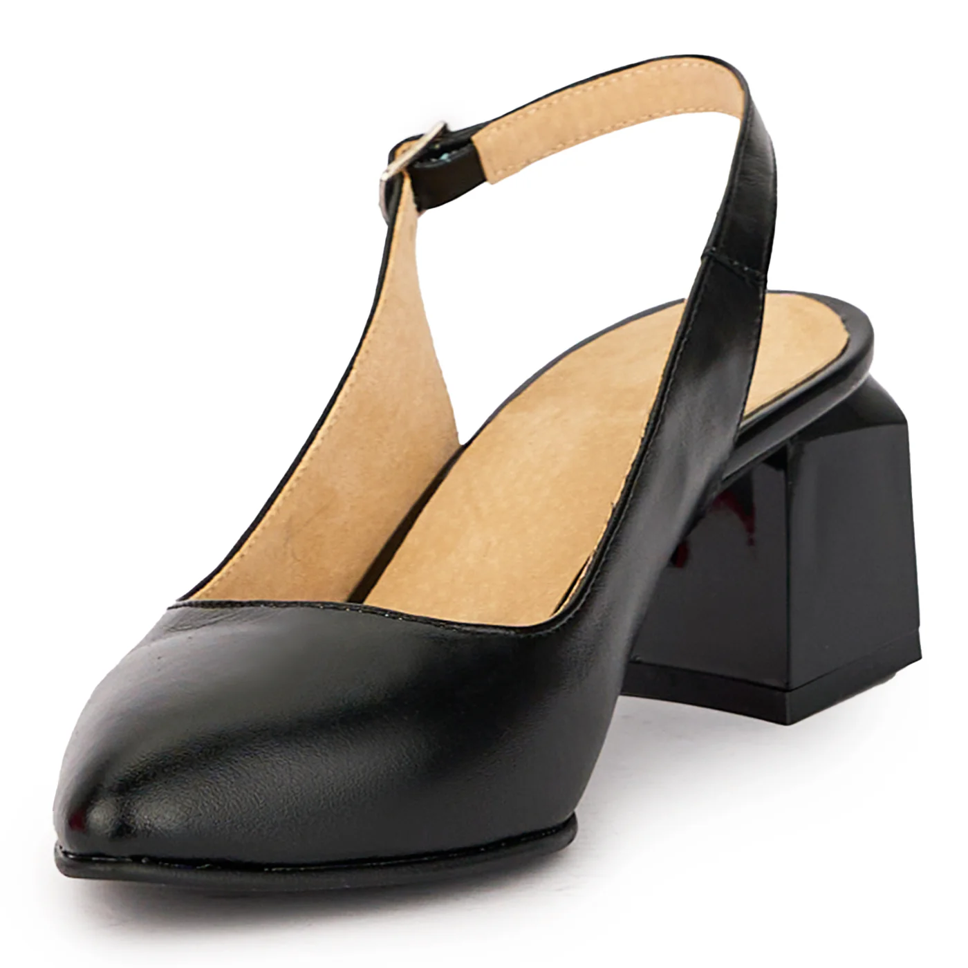 Sandale dama din piele naturala neagra cu toc gros 5.5 cm 15975 - Image 3