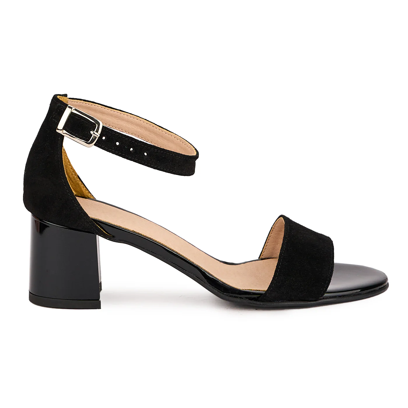 Sandale dama din piele naturala neagra cu toc gros 5.5 cm 16632