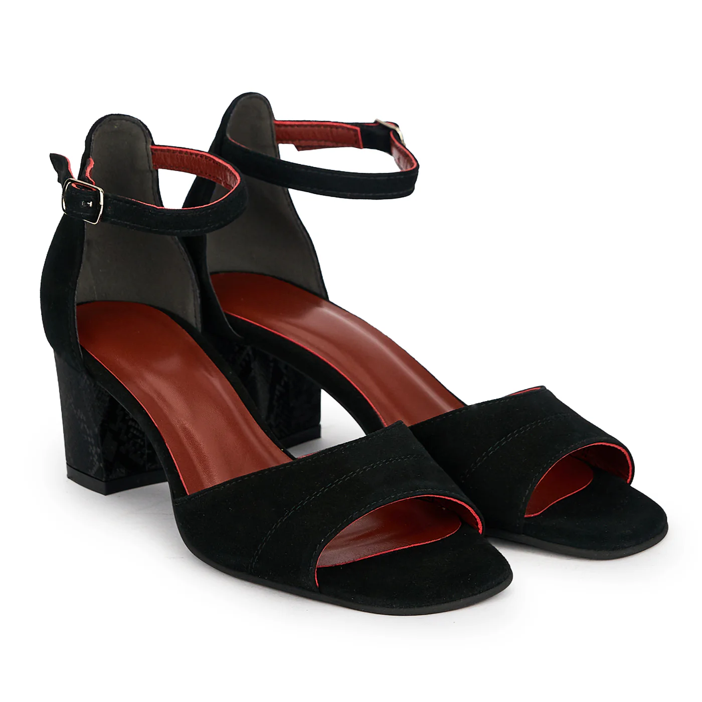 Sandale damă din piele naturală neagra cu toc gros 5.5 cm 19628 - Image 4